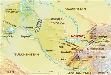 Ouzbékistan : carte physique - crédits : Encyclopædia Universalis France