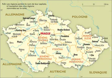 Tchèque (République) : carte administrative - crédits : Encyclopædia Universalis France