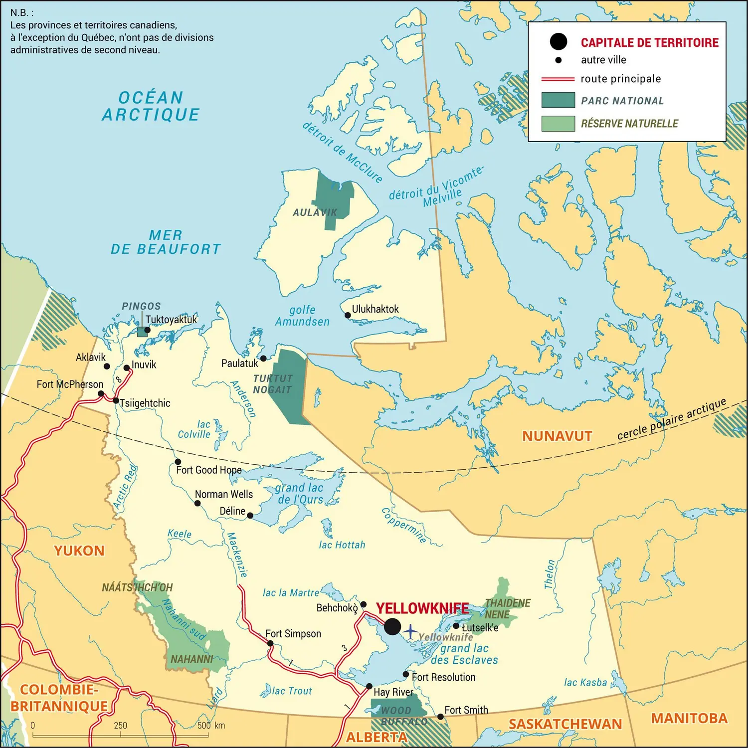 Territoires du Nord-Ouest : carte administrative