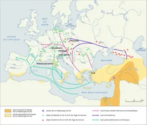 Europe, diffusion du fer - crédits : Encyclopædia Universalis France