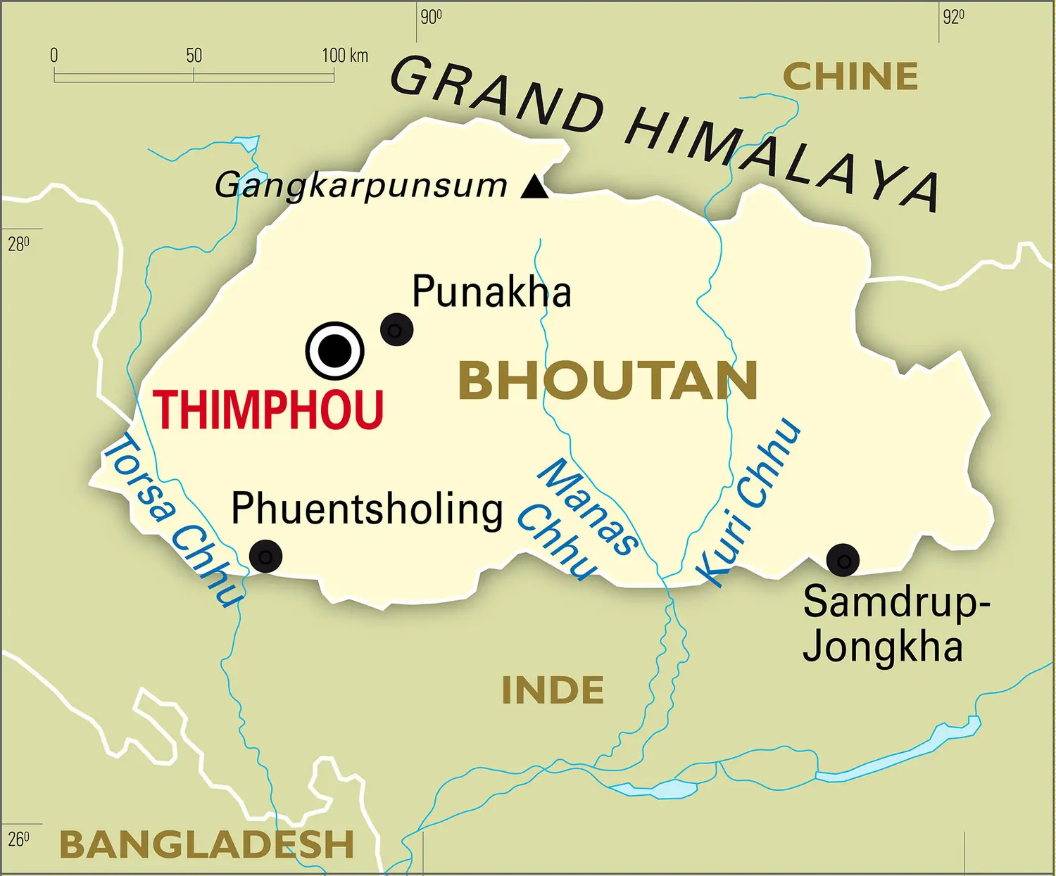 Bhoutan : carte générale