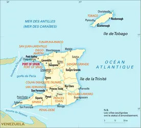 Trinité-et-Tobago : carte administrative - crédits : Encyclopædia Universalis France