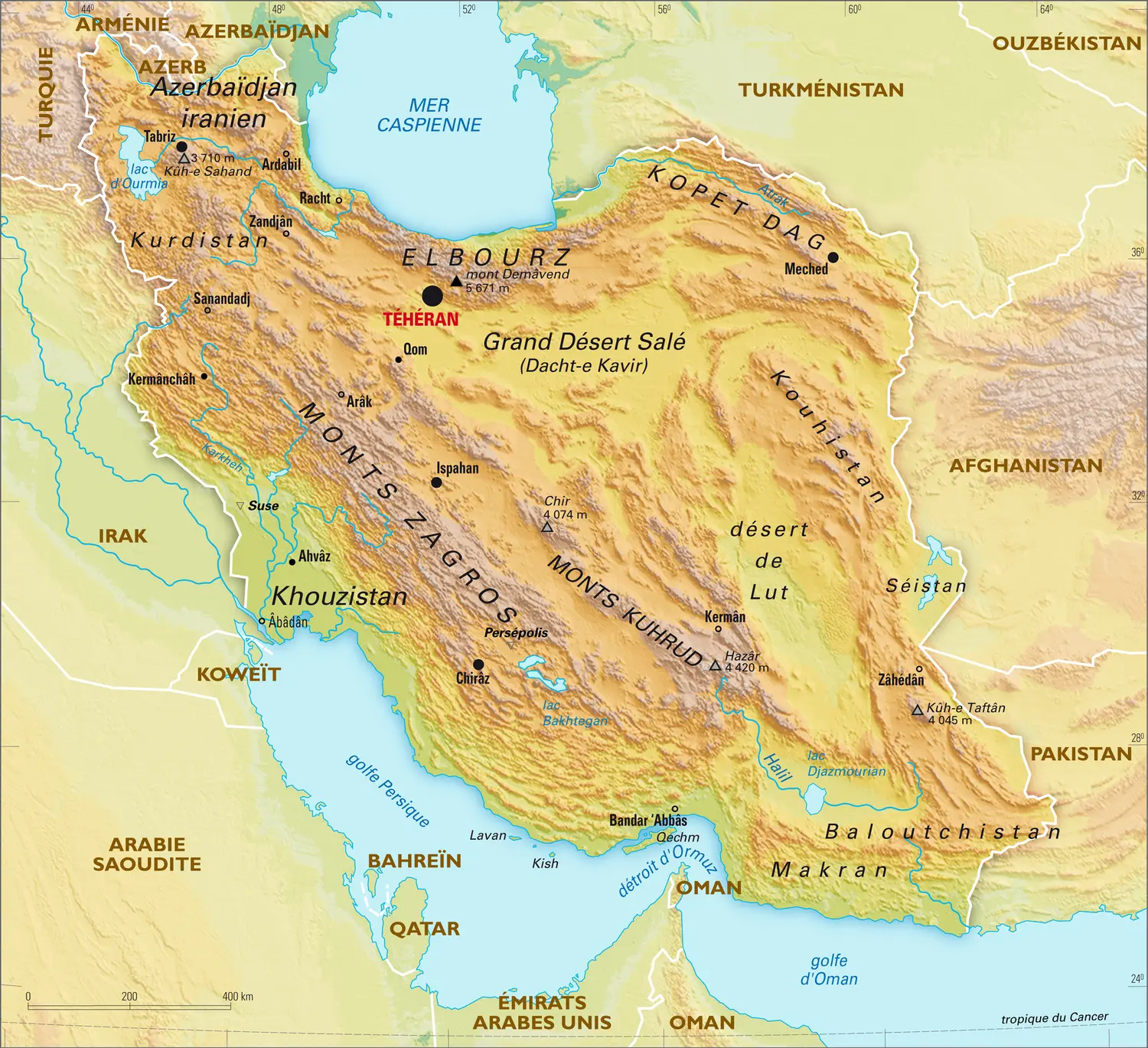 Iran : carte physique