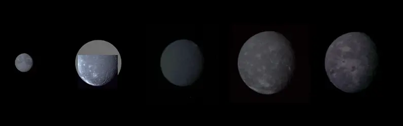 Principaux satellites d'Uranus - crédits : Courtesy NASA / Jet Propulsion Laboratory