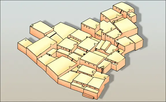 Reconstitution d'un quartier de Çatal Hüyük