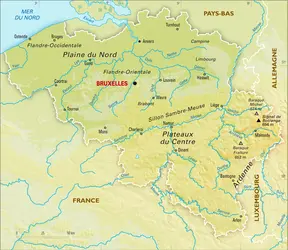 Belgique : carte physique - crédits : Encyclopædia Universalis France