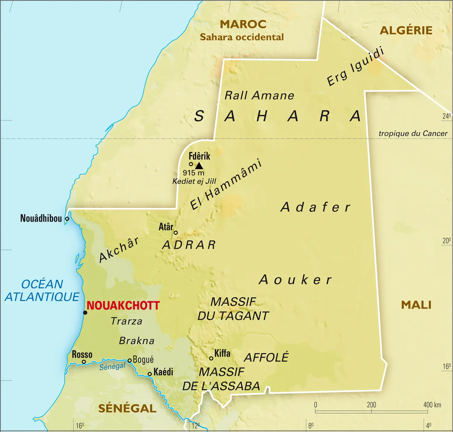 Mauritanie : carte physique