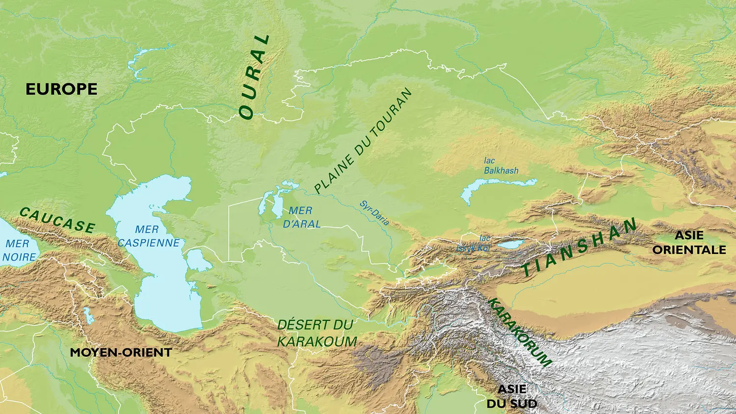 Asie centrale : carte physique