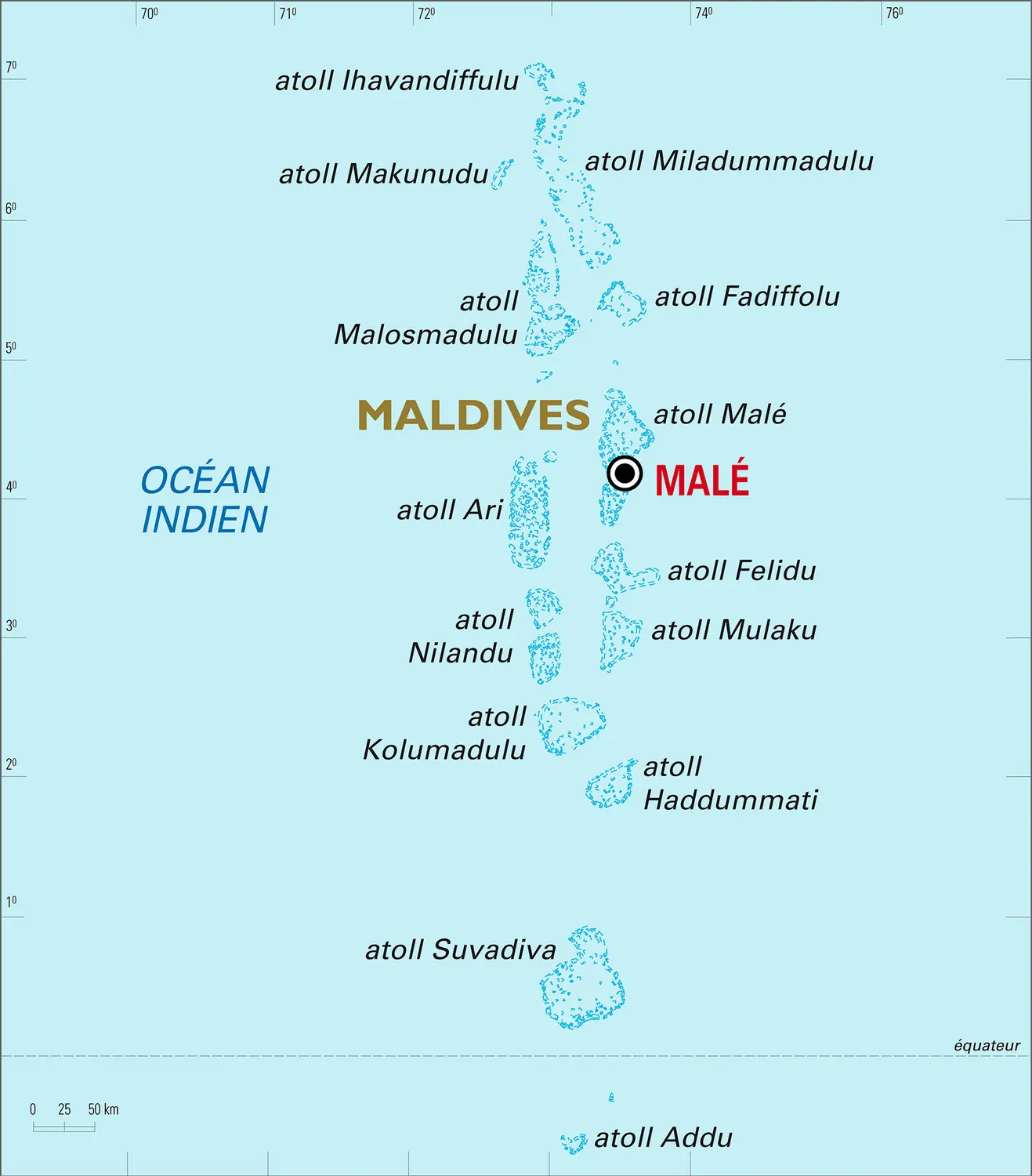 Maldives : carte générale