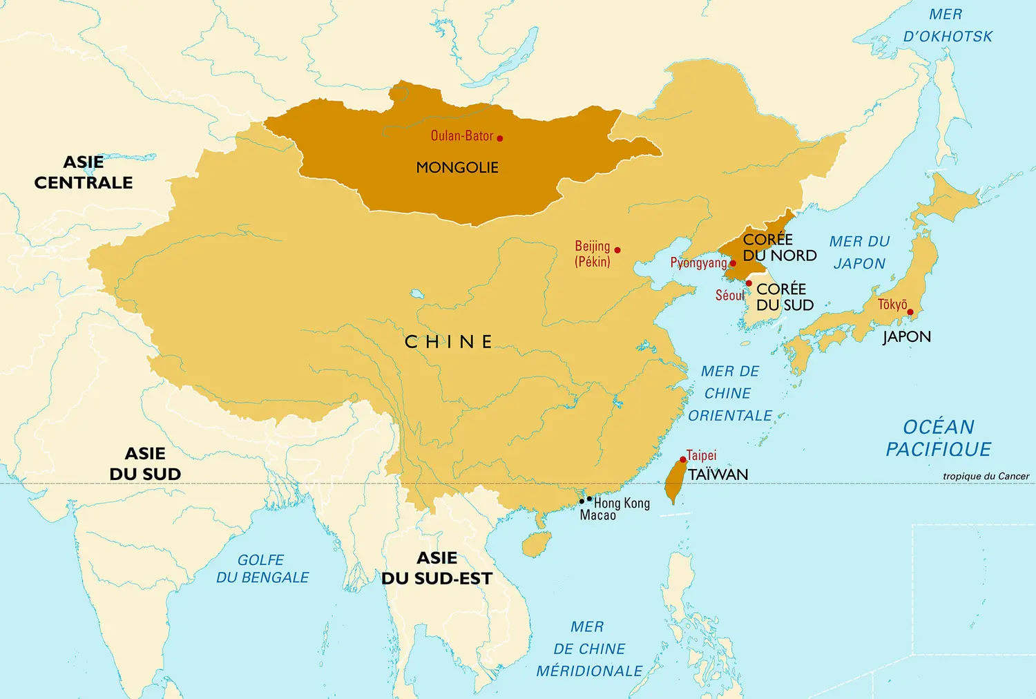 Asie orientale : carte politique
