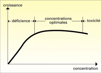 Effet de doses d'un élément sur la croissance d'un végétal - crédits : Encyclopædia Universalis France