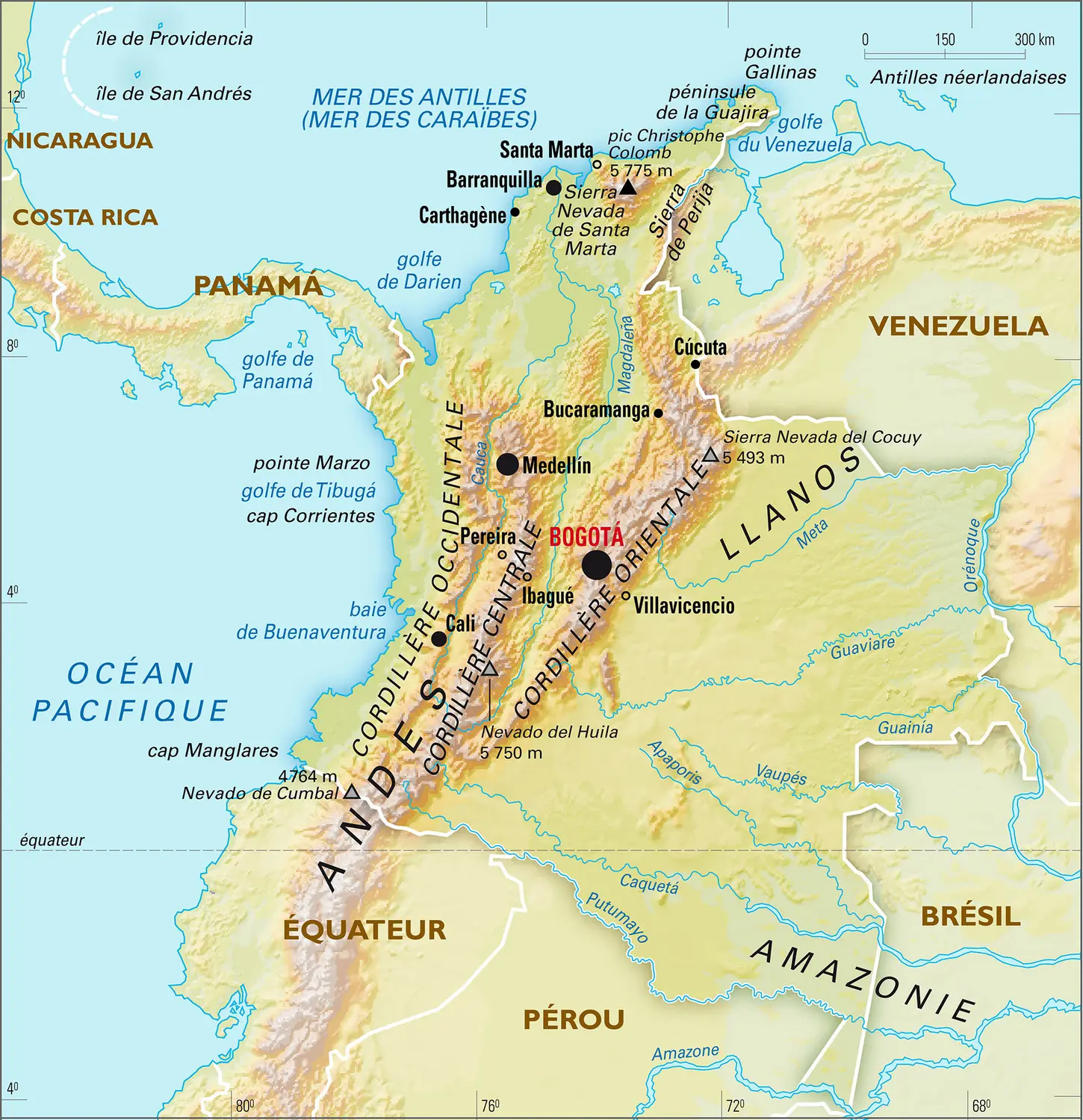 Colombie : carte physique