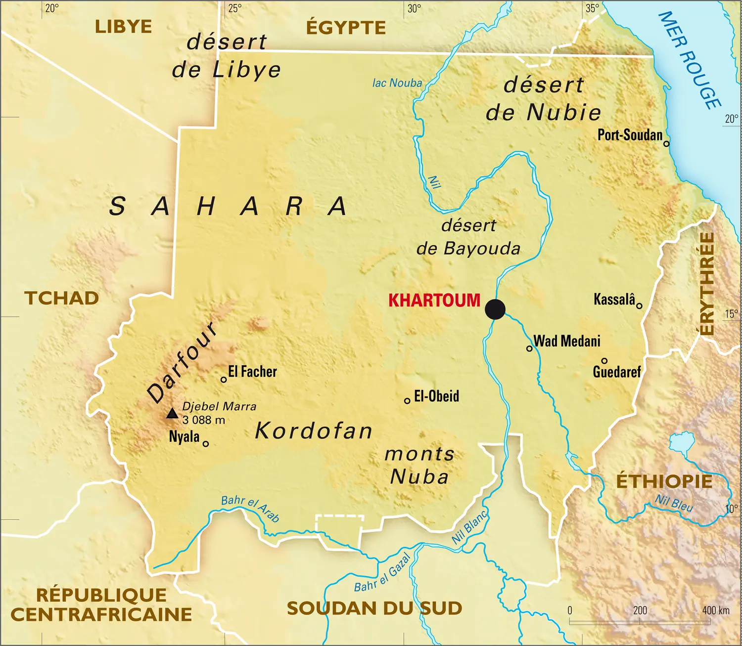 Soudan : carte physique