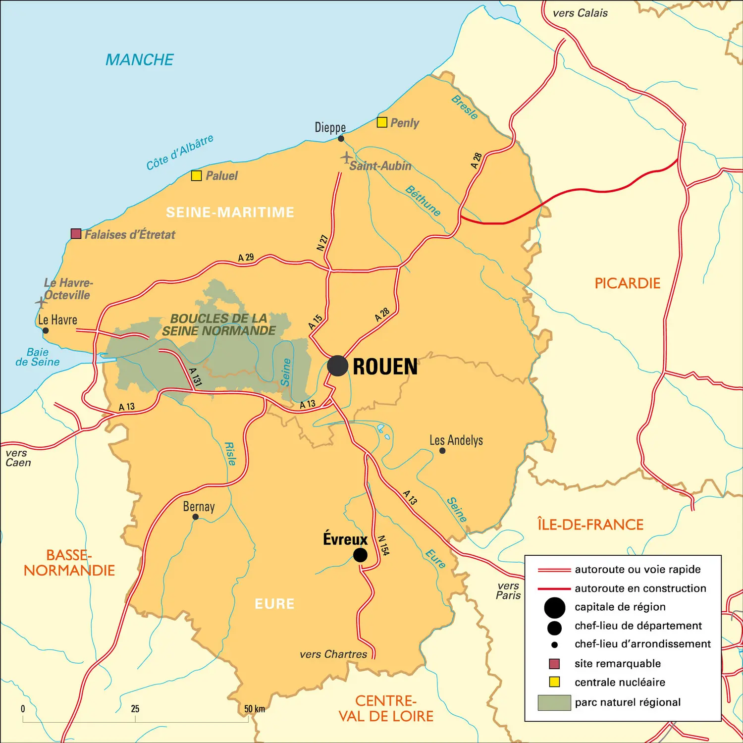 Haute-Normandie : carte administrative&nbsp;avant réforme