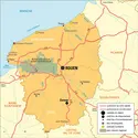 Haute-Normandie : carte administrative&nbsp;avant réforme - crédits : Encyclopædia Universalis France