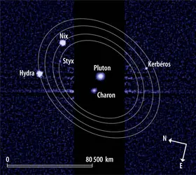 Système plutonien - crédits : NASA, ESA, and M. Showalter (SETI Institute)