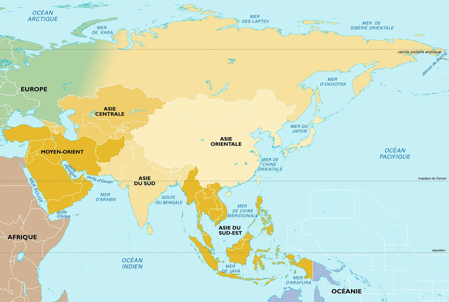 Asie : carte des sous-ensembles régionaux