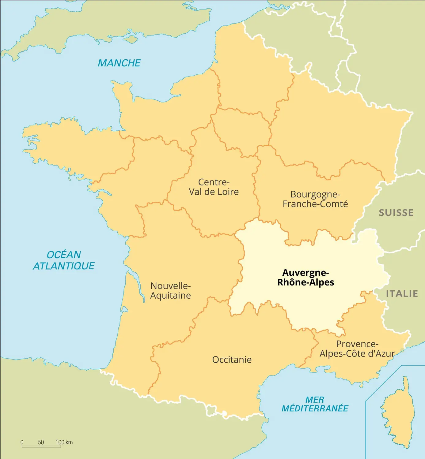 Auvergne-Rhône-Alpes : carte de situation