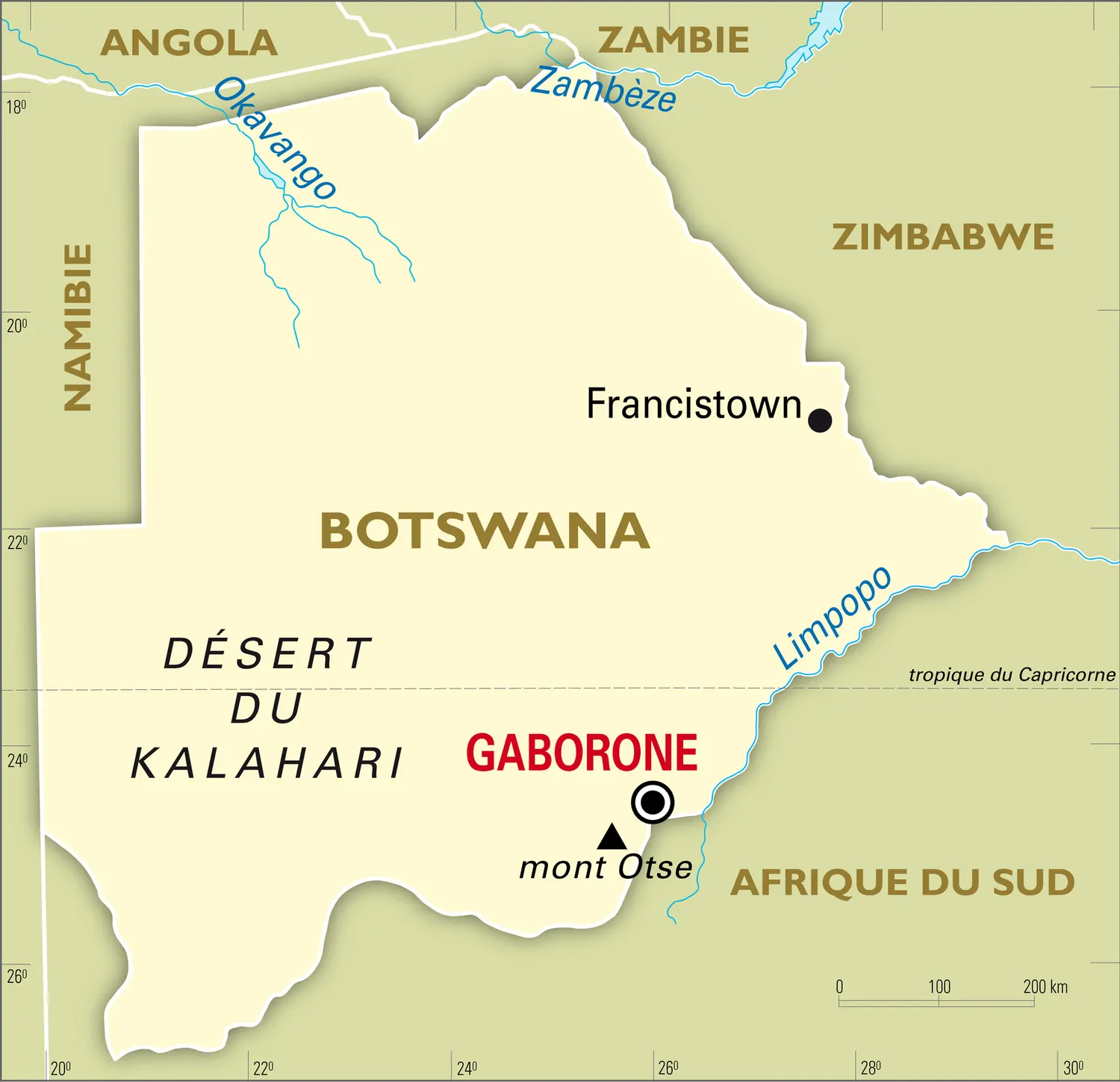 Botswana : carte générale
