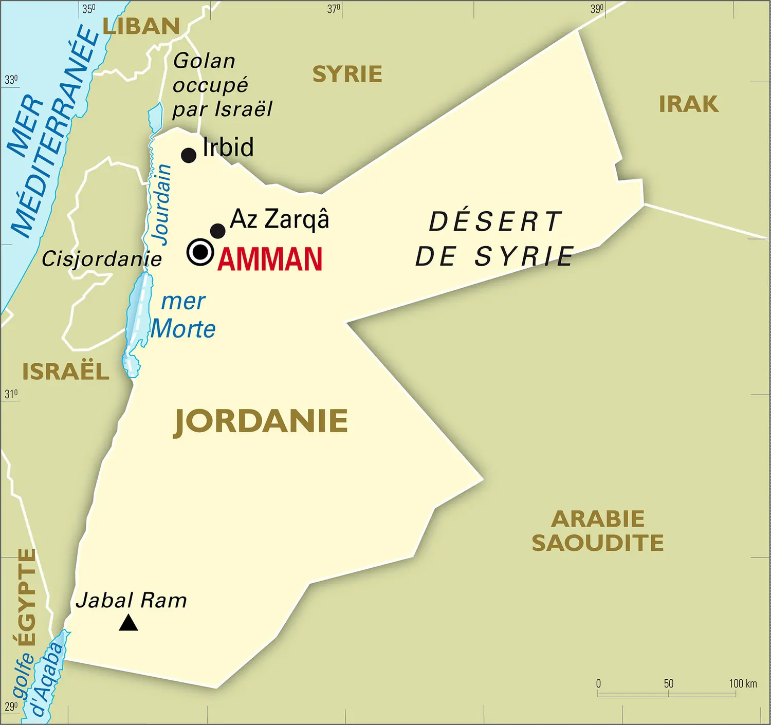 Jordanie : carte générale