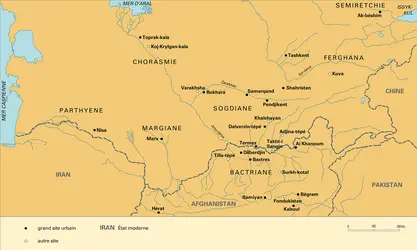 Asie centrale : principaux sites - crédits : Encyclopædia Universalis France