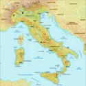 Italie : carte physique - crédits : Encyclopædia Universalis France