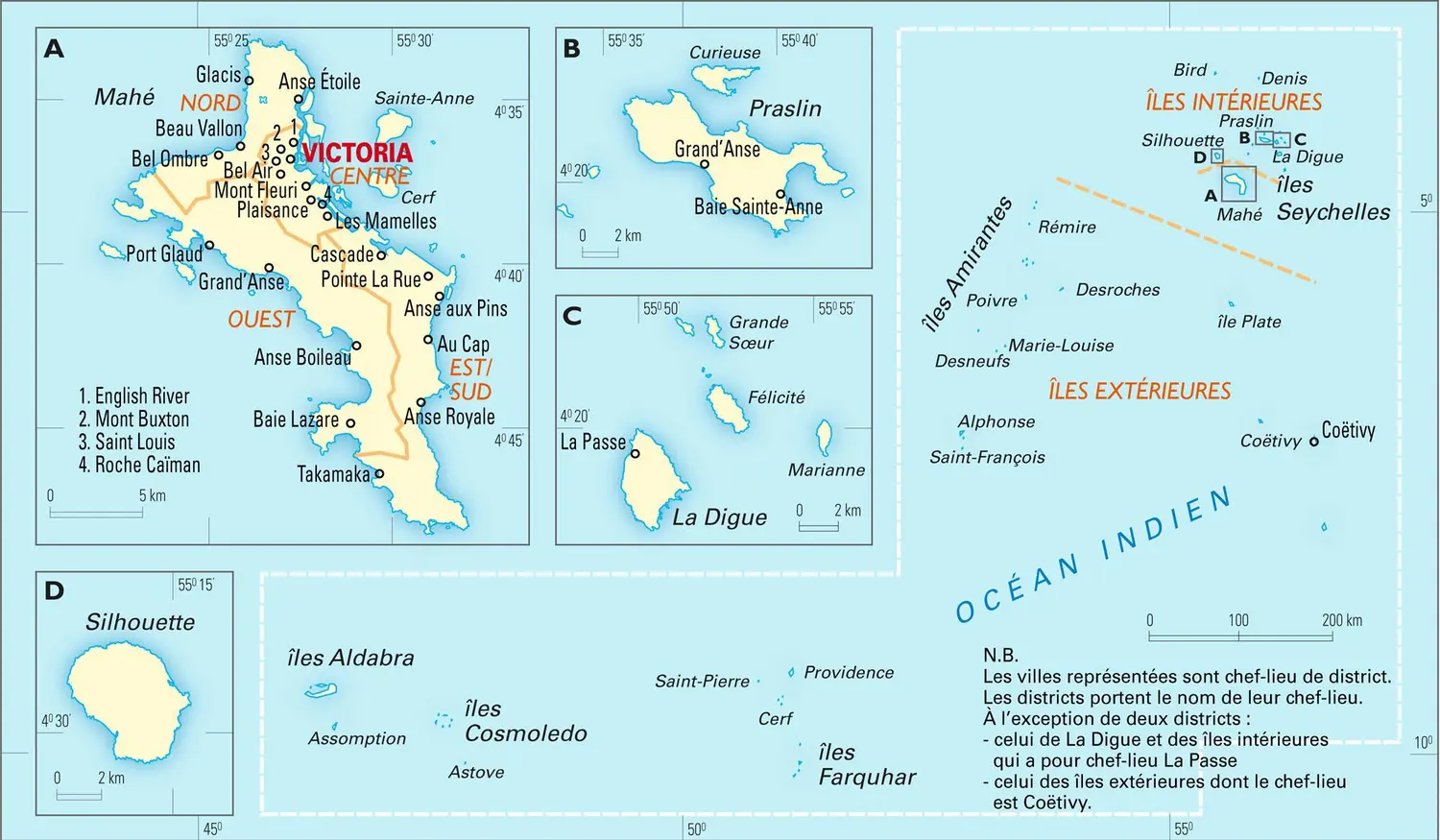 Seychelles : carte administrative