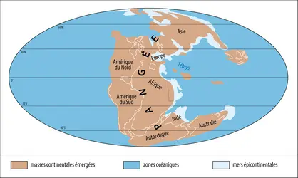 Paléogéographie : la Pangée - crédits : Encyclopædia Universalis France