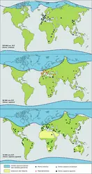 Répartition géographique du genre Homo - crédits : Encyclopædia Universalis France