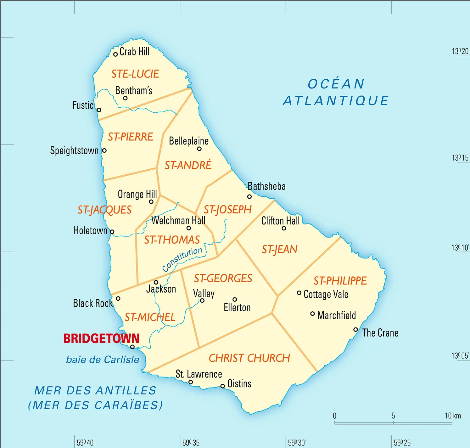 Barbade : carte administrative