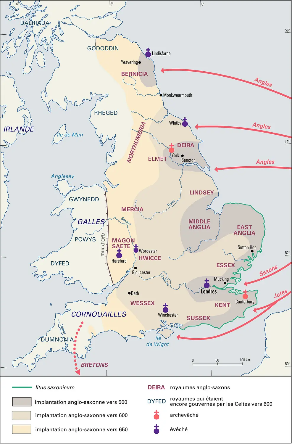 Grande-Bretagne, Angleterre anglo-saxonne, Ve-VIIe siècles