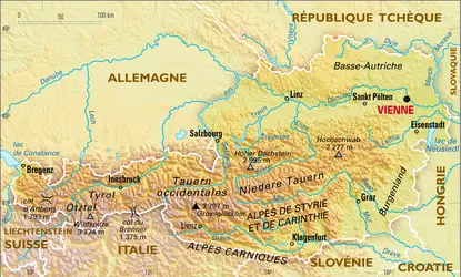 Autriche : carte physique - crédits : Encyclopædia Universalis France
