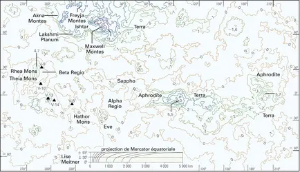 Topographie de Vénus - crédits : Encyclopædia Universalis France