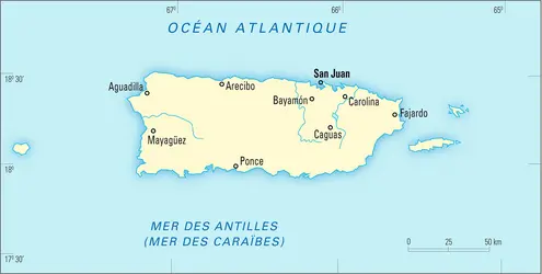 Porto Rico [États-Unis] : carte administrative - crédits : Encyclopædia Universalis France