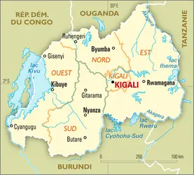 Rwanda : carte administrative - crédits : Encyclopædia Universalis France