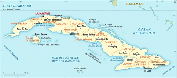 Cuba : carte administrative - crédits : Encyclopædia Universalis France