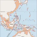 Sunda et Sahul pendant le maximum glaciaire - crédits : Encyclopædia Universalis France