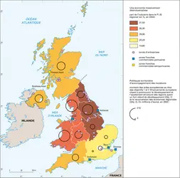 Royaume-Uni&nbsp;: géographie des mutations économiques&nbsp;&nbsp;(2003-2004) - crédits : Encyclopædia Universalis France
