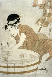 <it>Le Bain</it>, Kitagawa Utamaro - crédits :  Bridgeman Images 