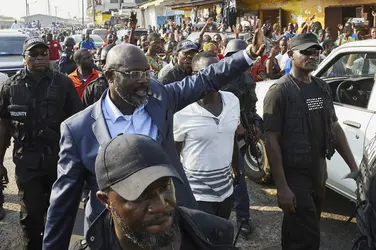 George Weah en campagne, 2017 - crédits : Hugh Kinsella Cunningham/ AFP