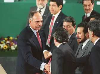 Salvador: signature des accords de paix, janvier 1992 - crédits : David Hernandez/ AFP