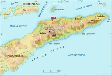 Timor oriental : carte physique - crédits : Encyclopædia Universalis France