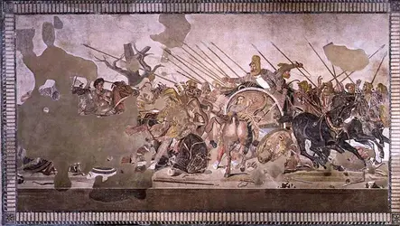 Bataille d'Alexandre contre Darius, mosaïque - crédits :  Bridgeman Images 