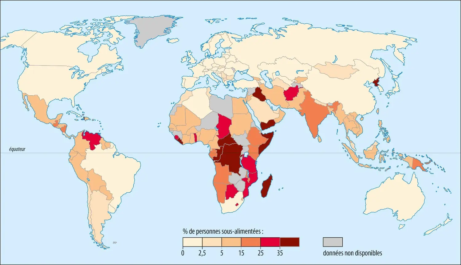 Prévalence de la sous-alimentation dans le monde