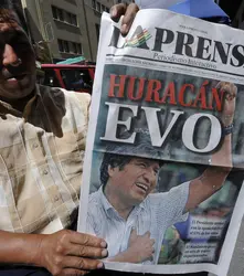 Réélection d'Evo Morales en Bolivie, 2009 - crédits : Aizar Raldes/ AFP