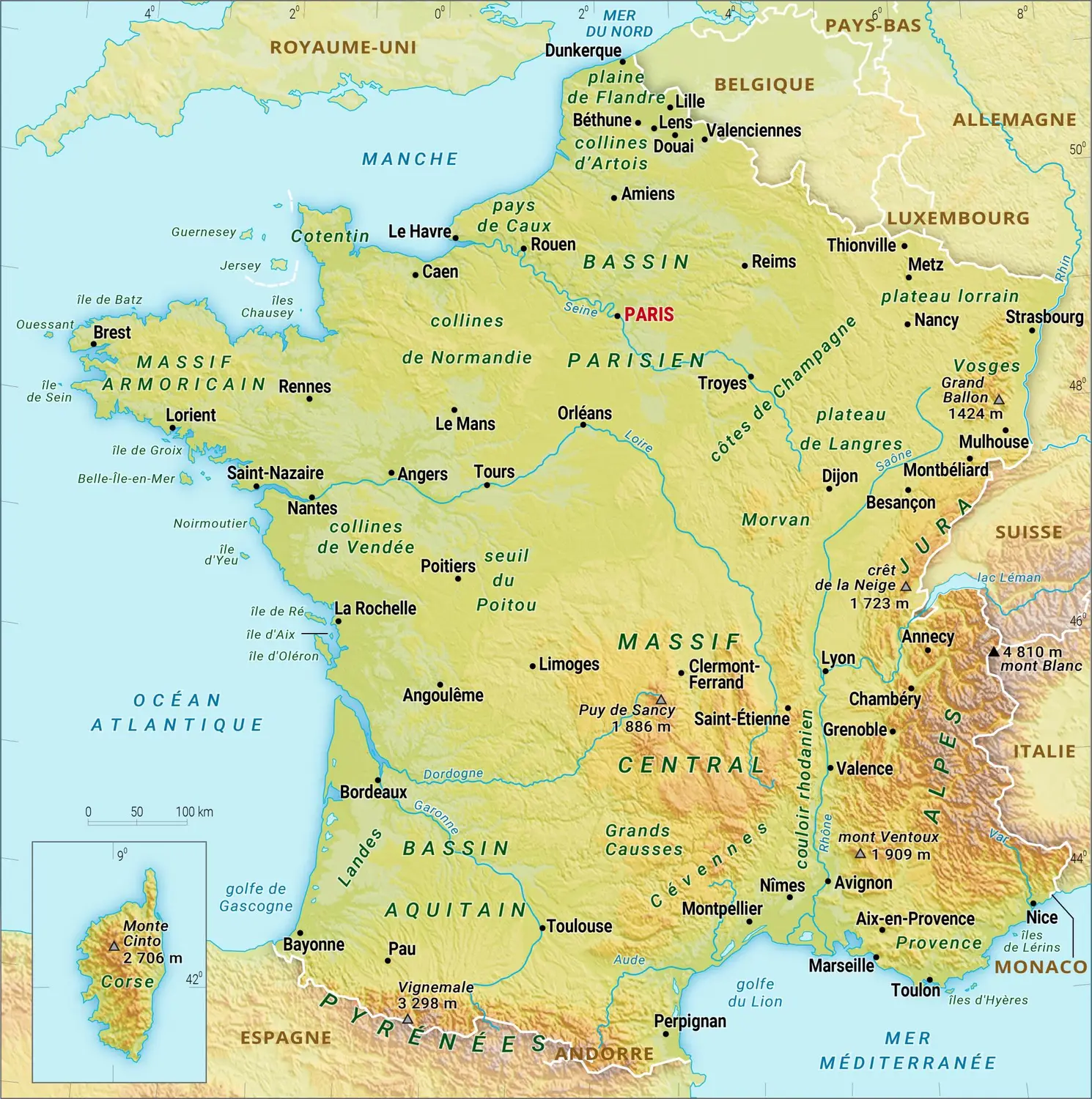 France : carte physique