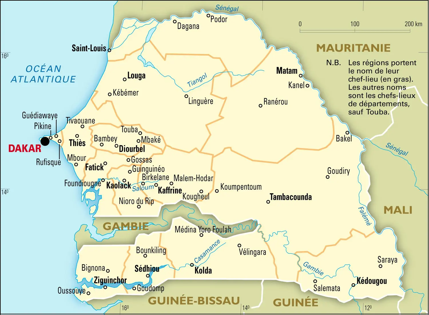 Sénégal : carte administrative