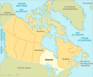 Ontario : carte de situation - crédits : Encyclopædia Universalis France