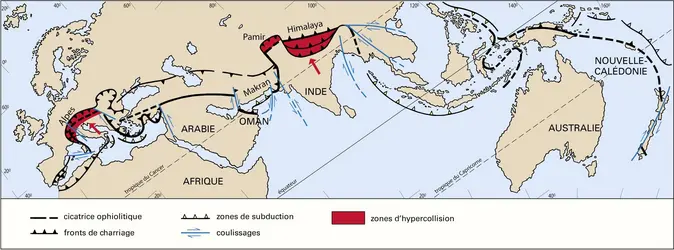 Chaînes issues de la Téthys - crédits : Encyclopædia Universalis France