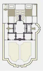 École militaire : plan selon le projet d'Ange Jacques Gabriel en 1751 - crédits : Encyclopædia Universalis France